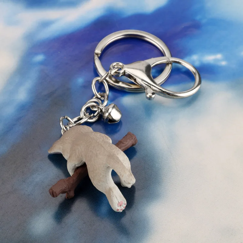 New Creative Cartoon Branches Cat Keychains Cute Kitten Figurines Car keychain Accessories Pet Pendants