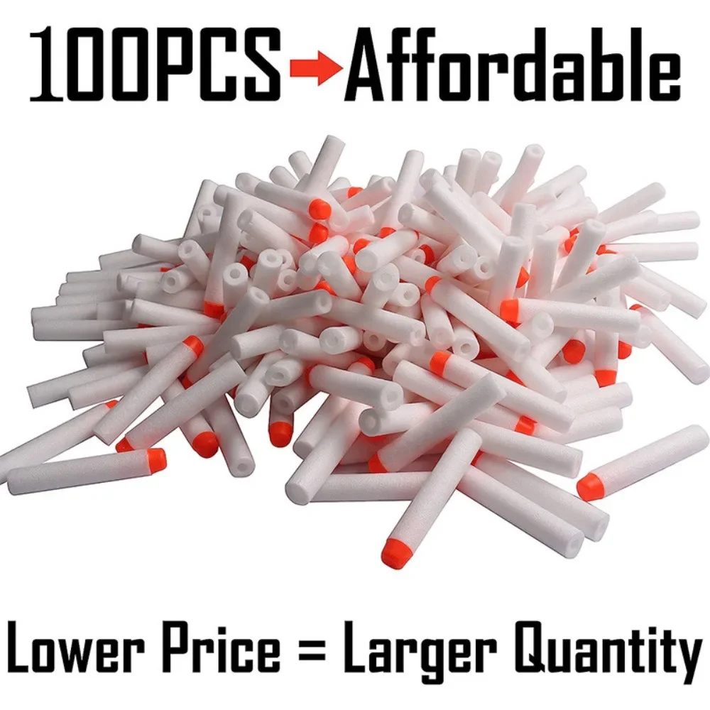 Branco Sólido Cabeça Redonda Balas para Nerf N-strike Elite Series Blasters, Espuma EVA, Recarga Dardos, Crianças Toy Guns Acessórios, 7.2cm