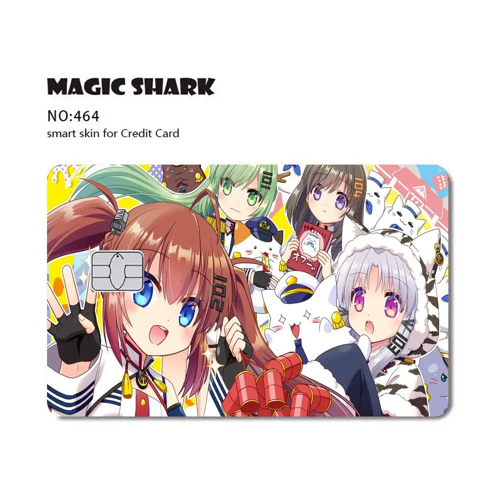 ملصقات بطاقات Azure Lane لبطاقة الائتمان الخصم أو حفظ الغلاف على غطاء جلدي رفيع للغاية ولا يبهت #5