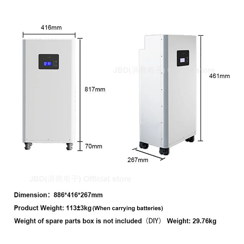 JBD 190Ah 230AH 206AH 280Ah Battery Box 48V 14.3KWh LiFePO4 Lithium Rechargeable Batteries Pack DIY Kits Set Case Without Cells