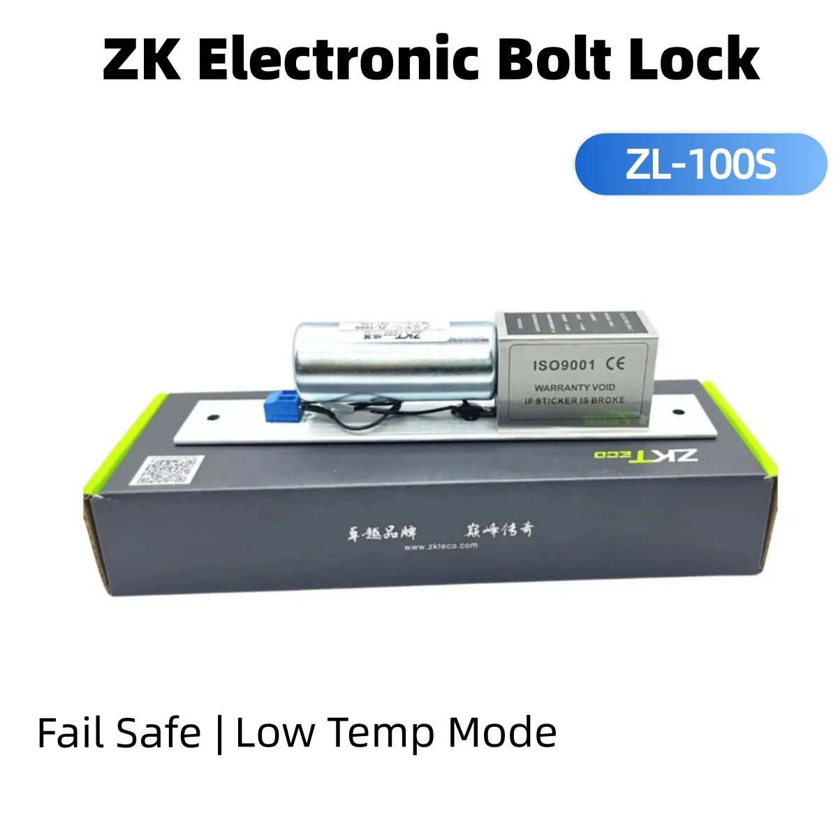 ZK Electric Bolt Lock ZL-100S DC 12V Low Temperature Mode Fail Safe Door Lock Power Off Unlock for Door Access Control