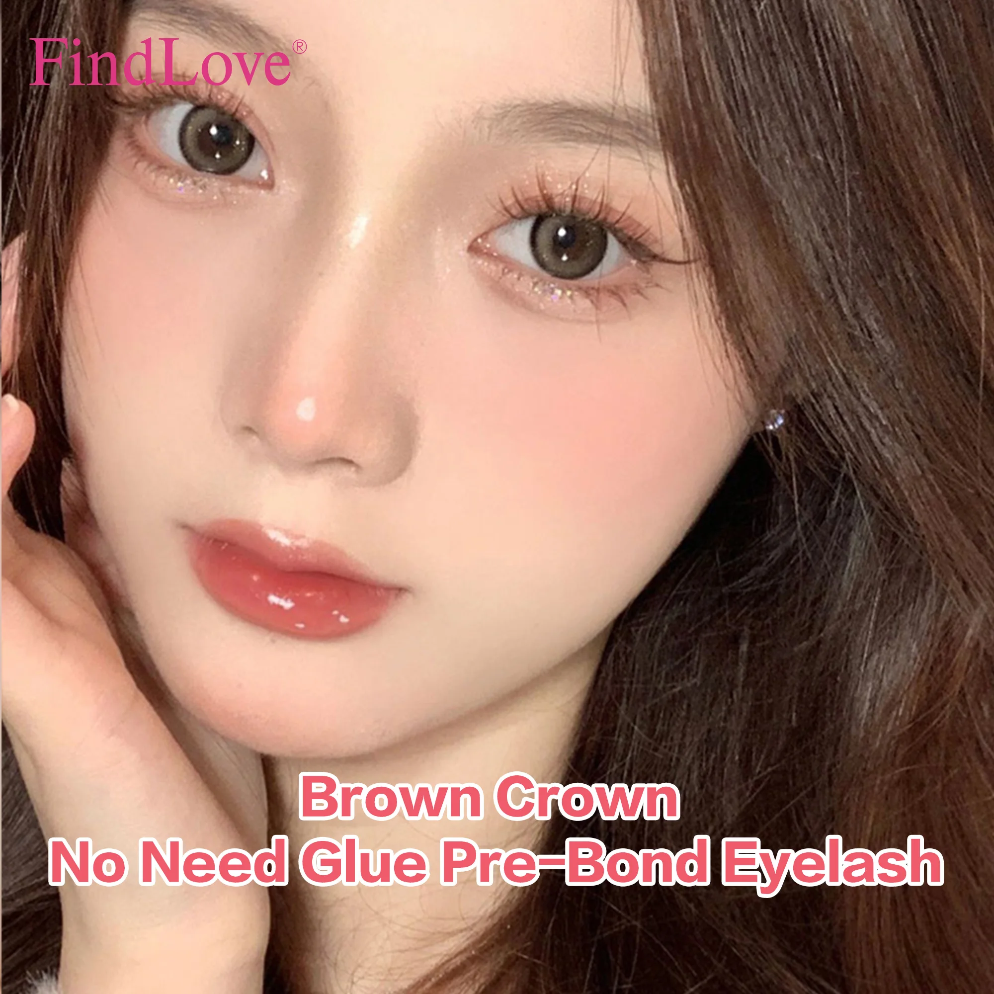 [No need glue]Brown Crown Pre-Bond Technology  No Glue Needed  DIY Eyelash Self Adhesive Realistic Eyelash Press On Lashes