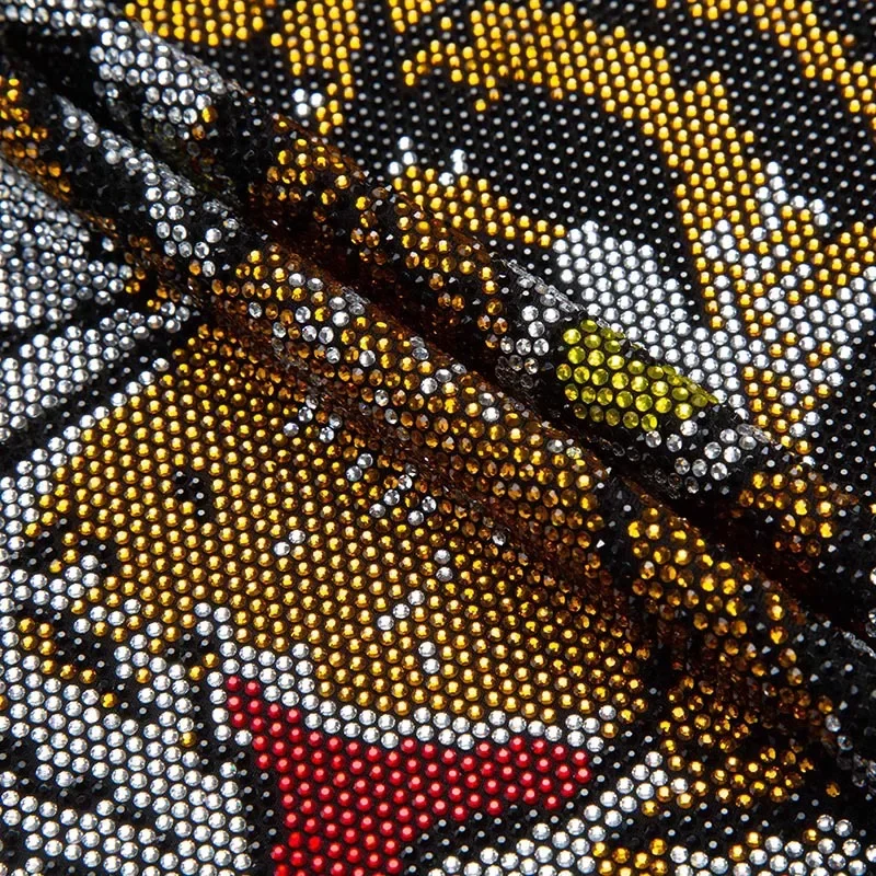 Plus Size Fashion Rhinestones Animal T Shirt for Men Summer Clothes O Neck Short Sleeve Slim Casual T-shirts Camiseta Masculina