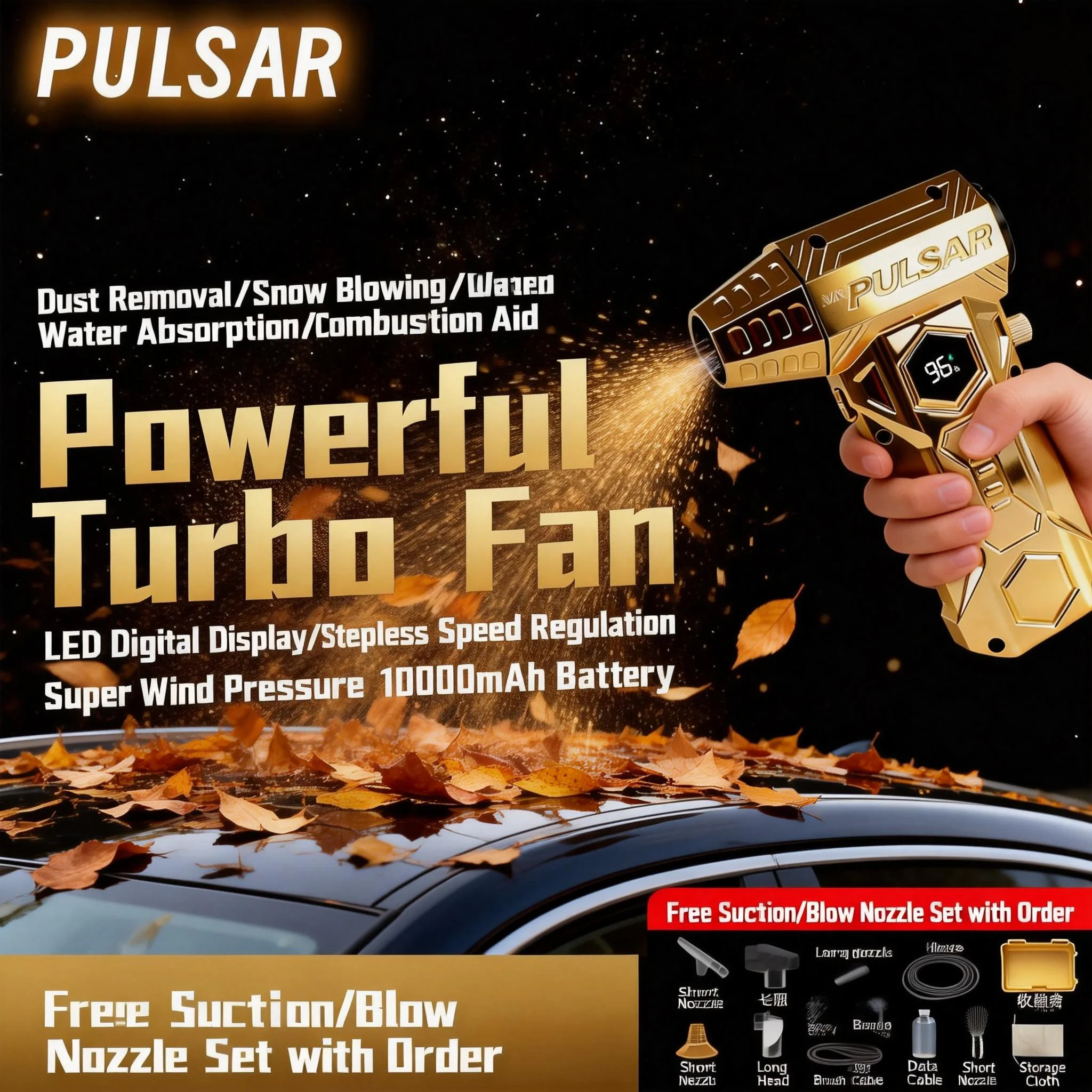 

Мощный воздуходувка X11 990000 об/мин | Модуль дисплея мощности | Оборудование для удаления пыли со сжатым воздухом для автомобиля