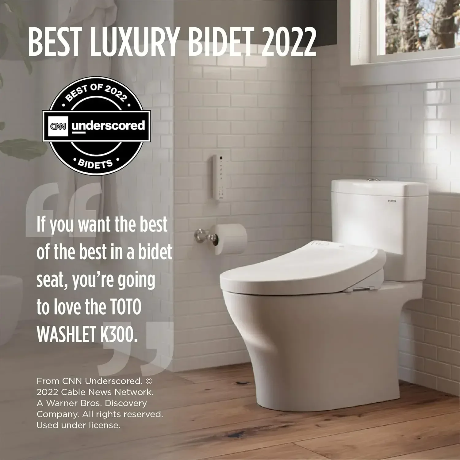 WASHLET K300 Electronic Bidet Toilet Seat, Cotton White