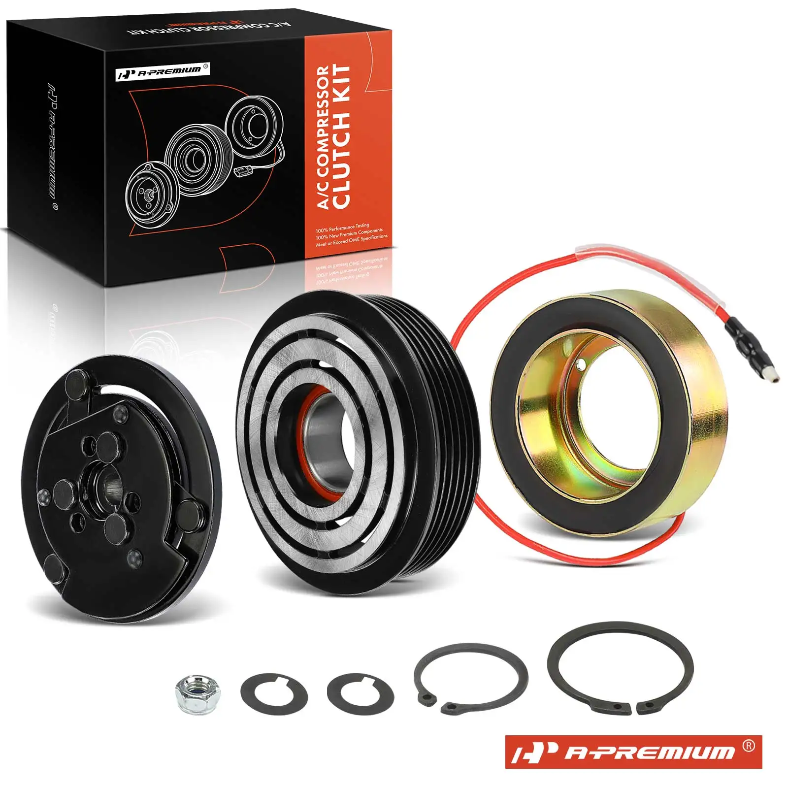 A-Premium AC Compressor Clutch Kit for Freightliner B2 2006 2008 Century Class 1997 1999 2001 2003 2005 2007 M2 106 2004 2006 2008 Sprinter 2500