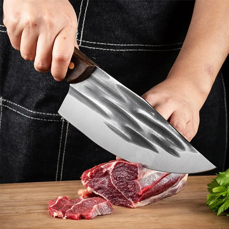 Utility Barbecue Cleaver Knife Chop Vegetables Cleaver Meat Kitchen Knives Handmade Blade Wood Handle Chef Butcher Knife Cleaver