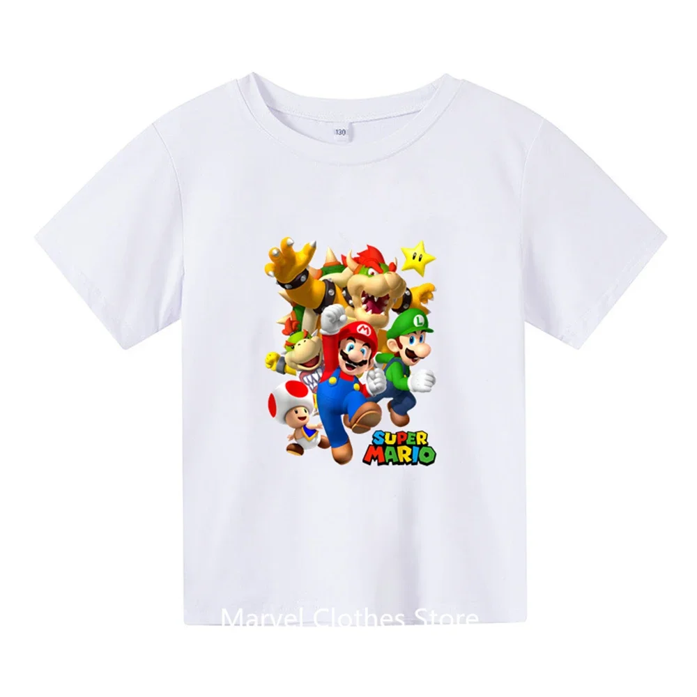 3-14 Years Old Toddler Clothing Supermarios T-shirt Boys Girls T Shirt Kids Clothes Kawaii Cartoon T-shirt Boy Tops Tees Summer