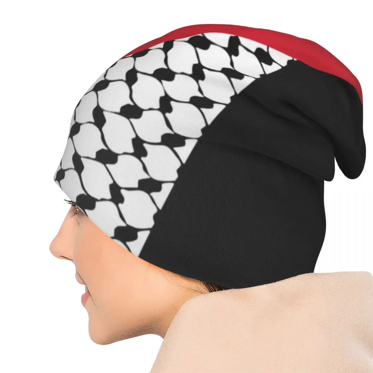 Palestine Bonnet Hats Goth Street Palestinian Hatta Kufiya Keffiyeh Pattern Skullies Beanies Hats Unisex Spring Head Wrap Cap view 5