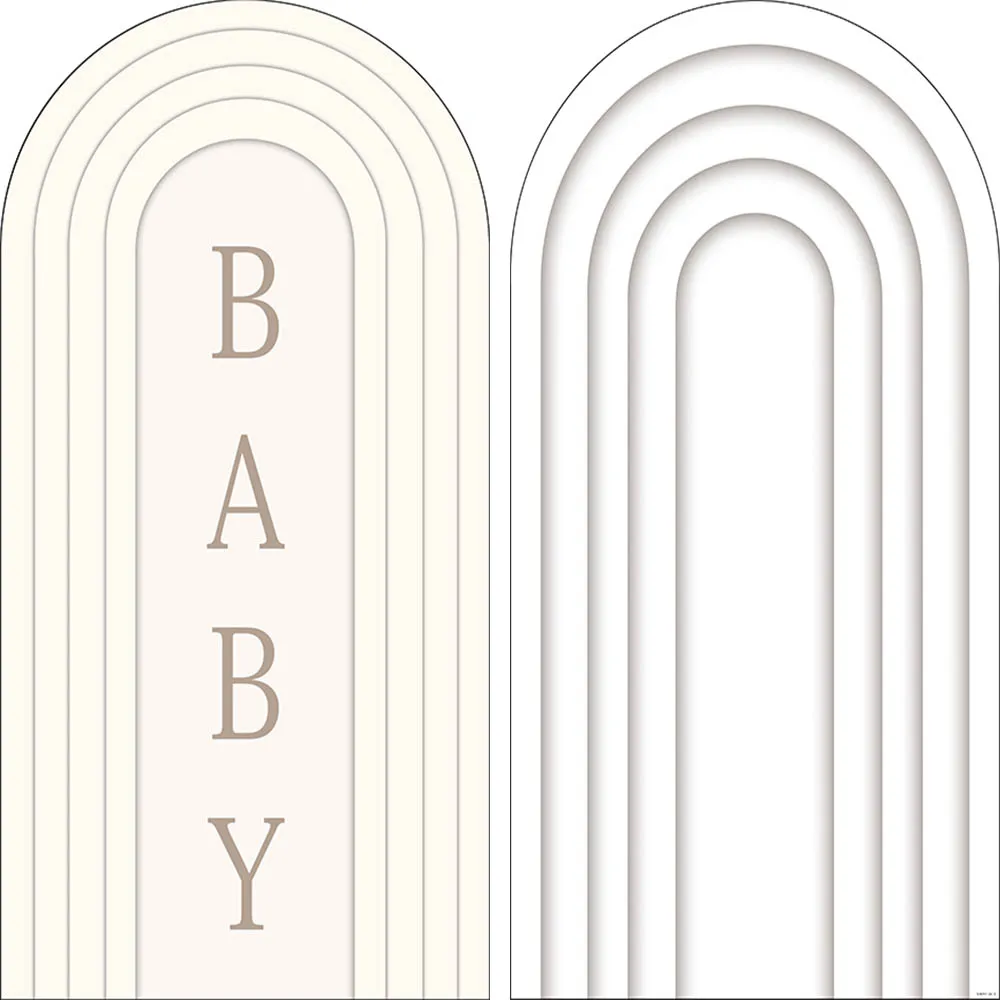 Mehofond Baby Shower Arch Cover Backdrop White Beige Stripe Girls Birthday Party Newborn Decor Background 2-sided Photo Studio