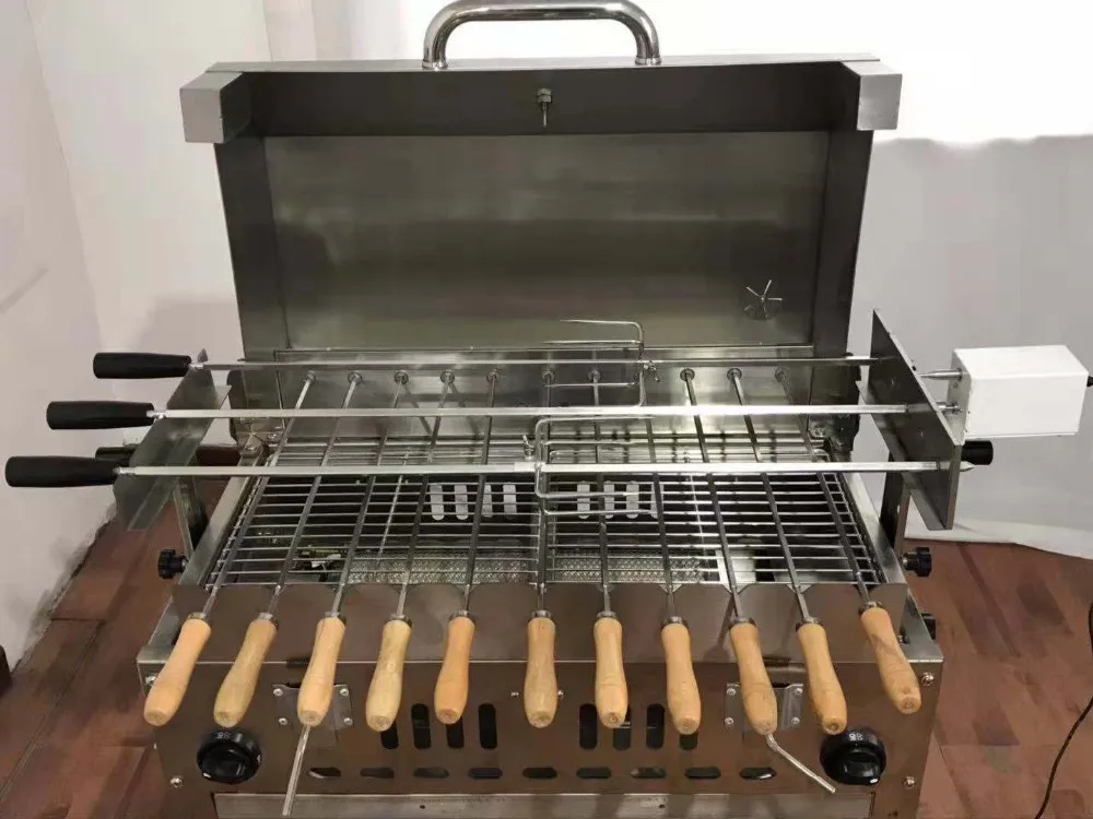 Adjustable Speed Greek Style Gas Cyprus BBQ Rotisserie Grill Power by Motor
