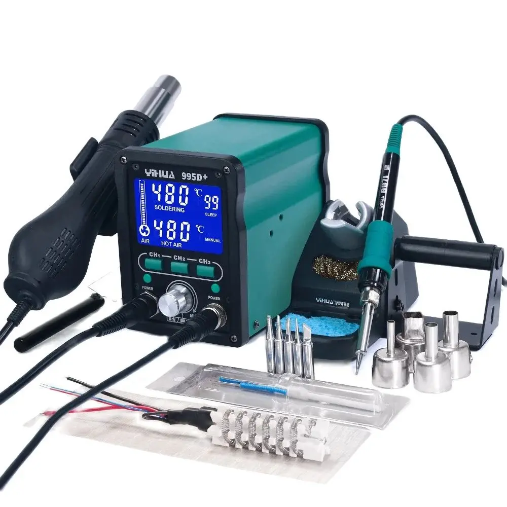 YIHUA 995D+SMD Soldering Station With Pluggable Hot Air Gun Soldering iron BGA Rework Station Phone Repair Welding Station