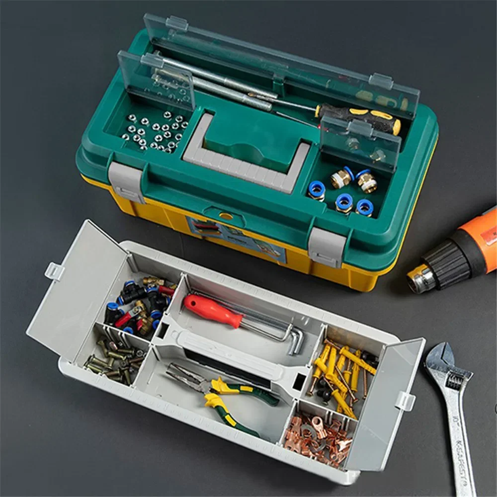 New Tool Box Double-layered with Lid Dividers Tool Organizer Storage Box Garage Storage Screw Organizer Box Tools Case