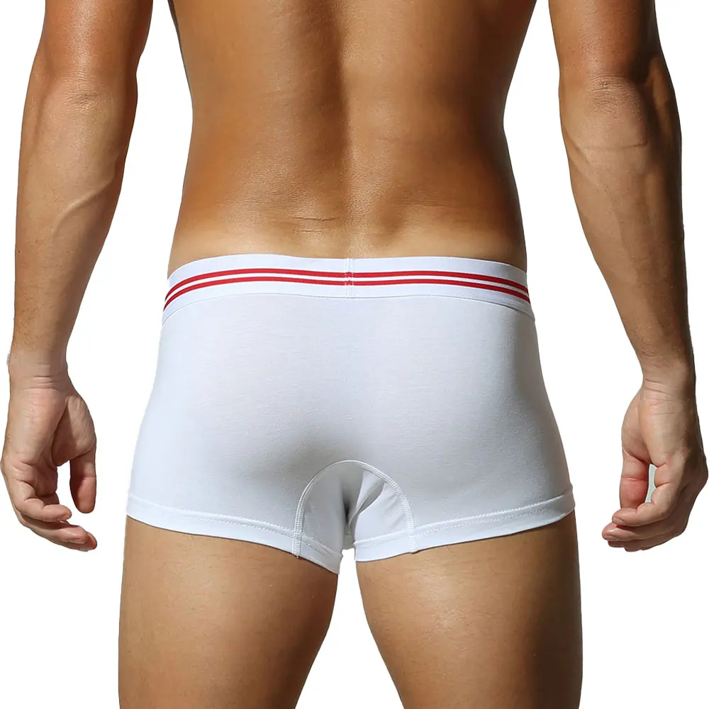 SEOBEAN Men's Cotton Boxer Briefs Breathable Underwear with Elastic Striped Waistband Ergonomic Pouch Soft Comfort-Fit