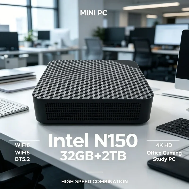 High‑Performance Intel Core N150 Mini PC 32GB RAM 1TB 2TB SSD WiFi6 BT5.2 4K 60Hz HD Gaming Office Study PC, steady‑output