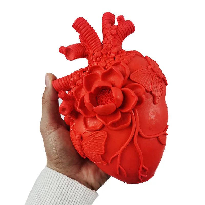 3D Large Heart Silicone Candle Mold Detailed Heart Statue Scented Candle Making Gypsum Resin Wax Mould Handicraft Art Gift Decor