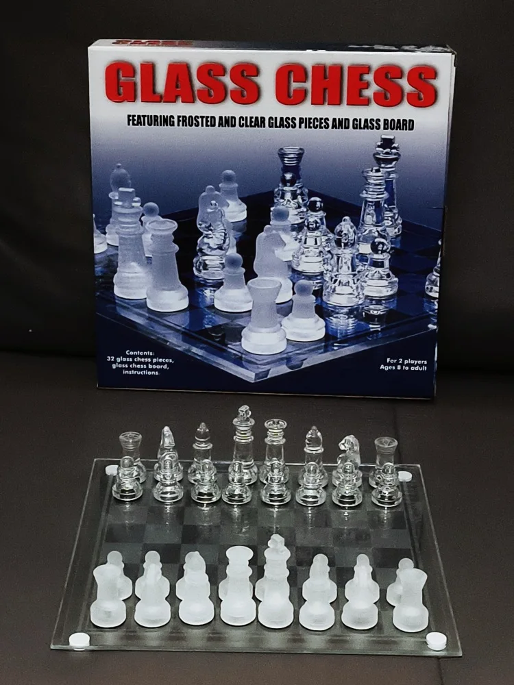 

Glass Chess Set Creative Chess Glass Crystal Chess Puzzle Crafts Home Decoration Board Games Table Games Family Gifts