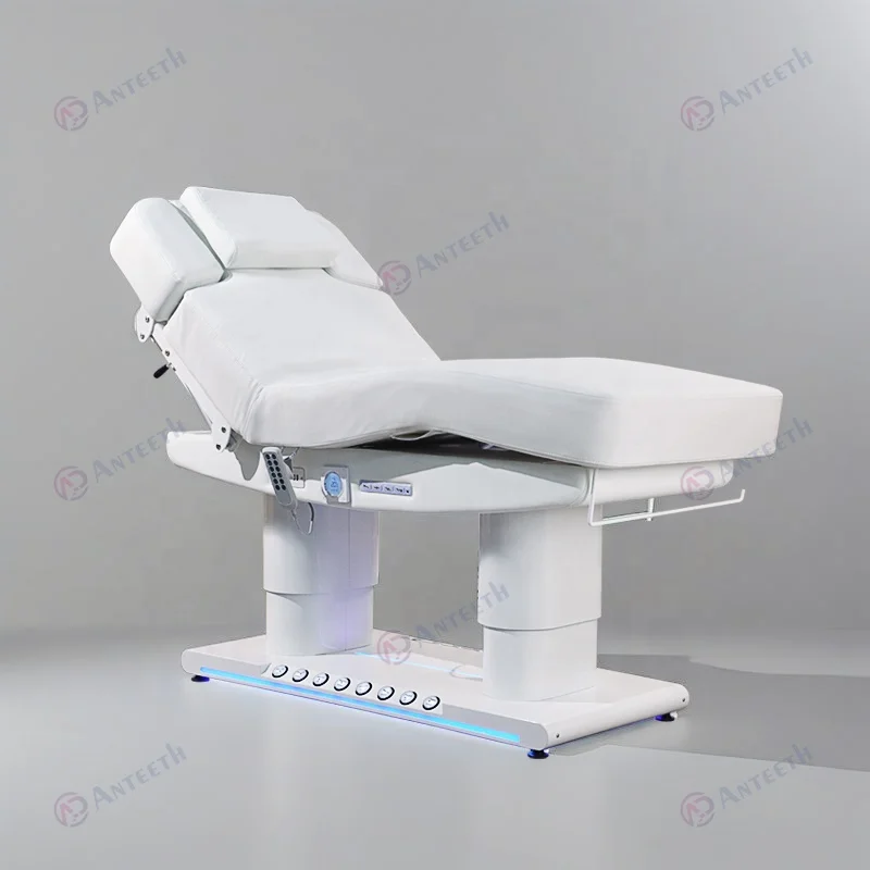 Anteeth New Foot Control SPA Furniture 4 Motor Electric Massage Chair LED Light With Facial Beauty Bed