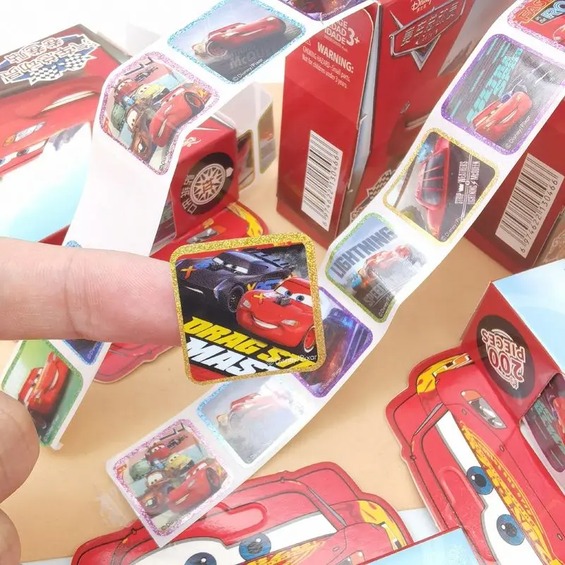 New Disney Cars Lightning McQueen Animation Cartoon Roll Stickers Creative Anime Peripheral Decorative Stickers Children\'s Toys