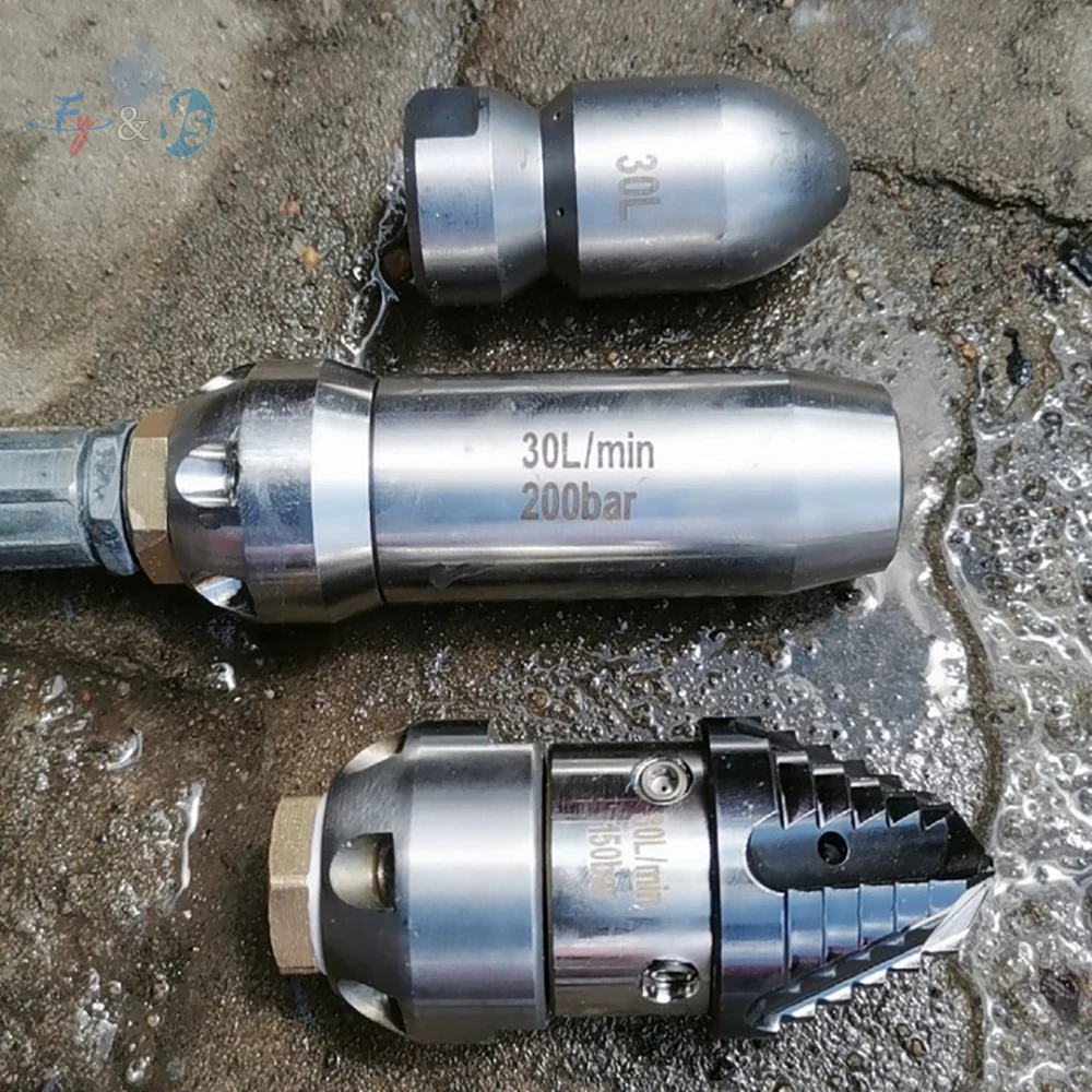 Hard Steel/304 Stainless Steel Sewer Dredging Nozzle – 3/8
