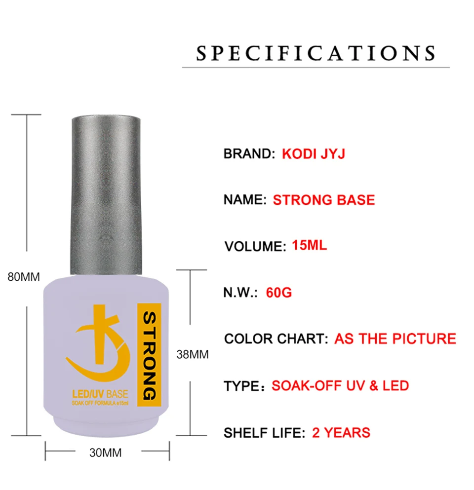 KODI JYJ Latest Strong Base and Top Coat Gel Polish 15ml Thick UV Rubber Base Varnish Hybrid Nail Art Semipermanent Nail Polish