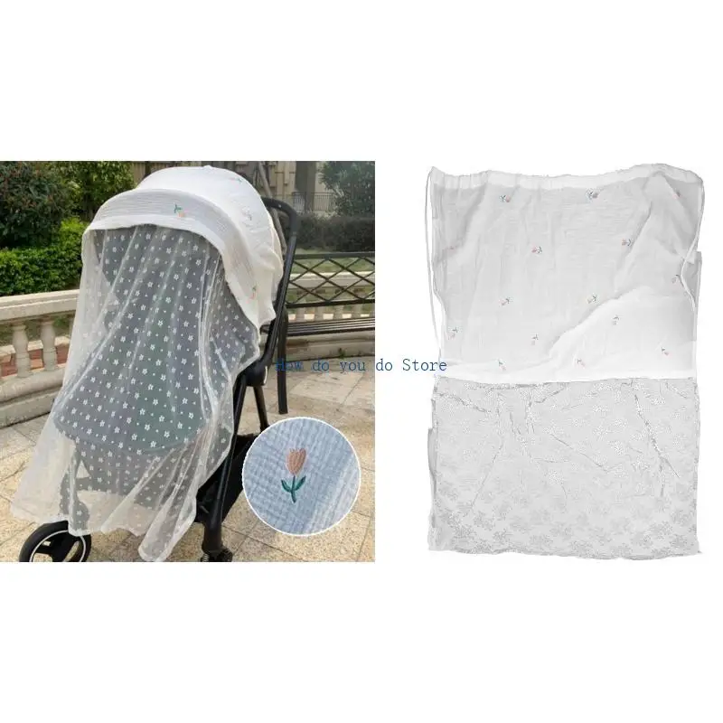 

19QF Baby Stroller Cover Breathable Mesh Mosquitoes Net Gauze Sunshade Windshield Sunscreen Curtain