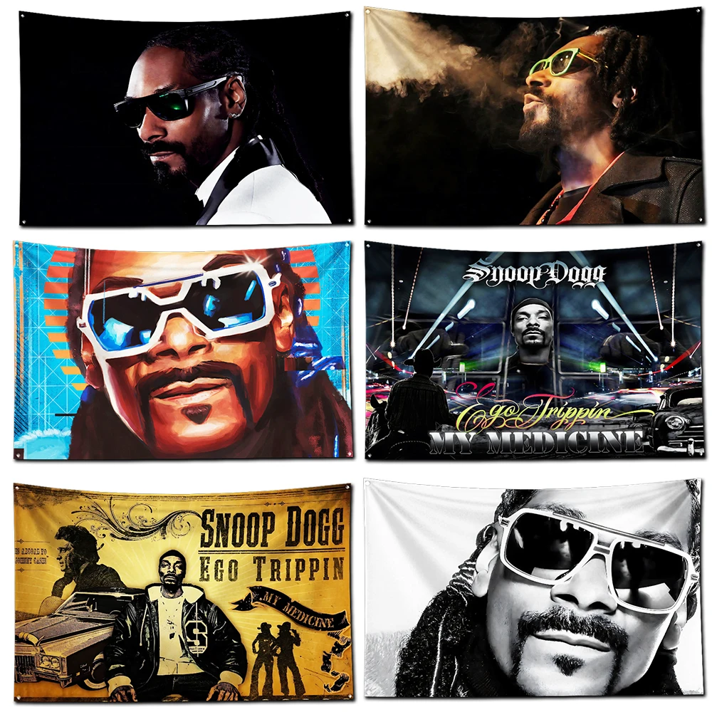 America Rapper Snoop Dogg Flag Polyester Digital Printing Banner for Garage Wall Art Out Door Decoration With Brass Grommets