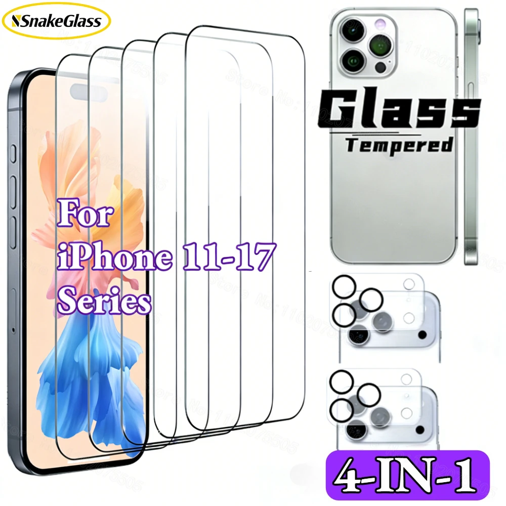 

Защитное стекло 4-в-1 высокой четкости для камеры iPhone 17 Pro Max, совместимое с iPhone 17 Pro Max, 17e, 16e, 16, 15, 14, 13, 12, 11 Pro Max