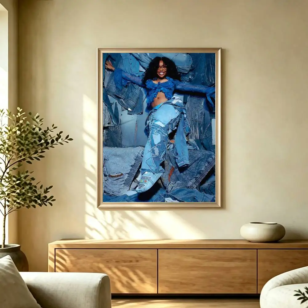 Solana Rowe SZA Singer  Poster Waterproof Wall Art Sticker For Bar Living Room Vintage Decor High Quality Print Gift