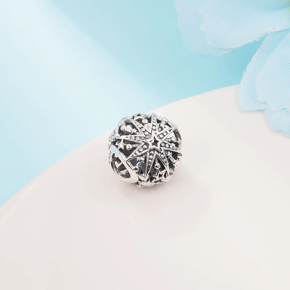 Christmas DIY Beads Celestial Snowflake Charm Mother Kids 925 Silver Kralen Voor Sieraden Maken Beaded Bracelets Bolitas