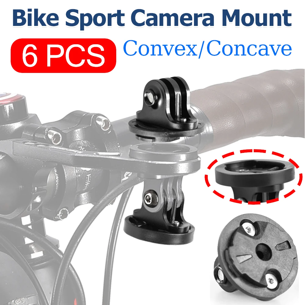 

6PCS Bicycle Sport Camera Mount Convex Concave Cycling Front Light Bracket Stand Bike Computer Holder Adapter for Garmin Gopro