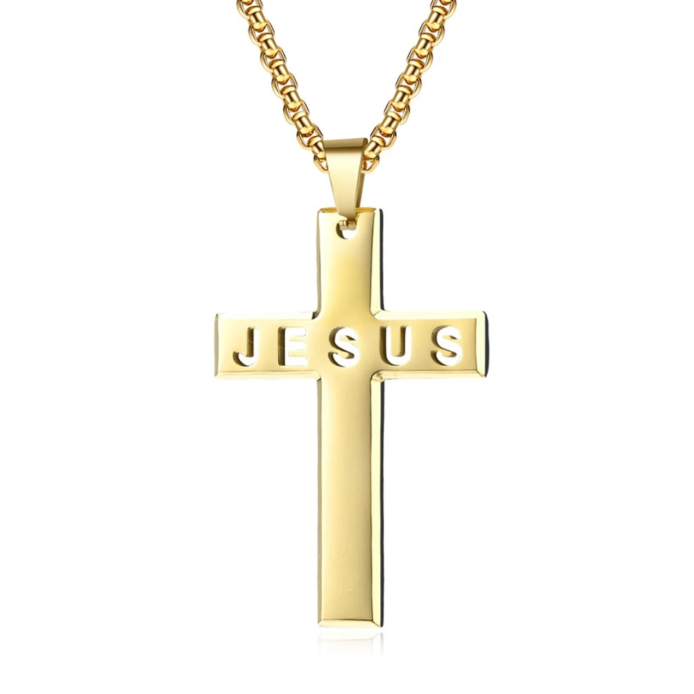 Kreuz-Anhänger aus Edelstahl für Herren, inspirierende Bibel-Schrift-Halsketten, personalisierter Modeschmuck – Detail 6