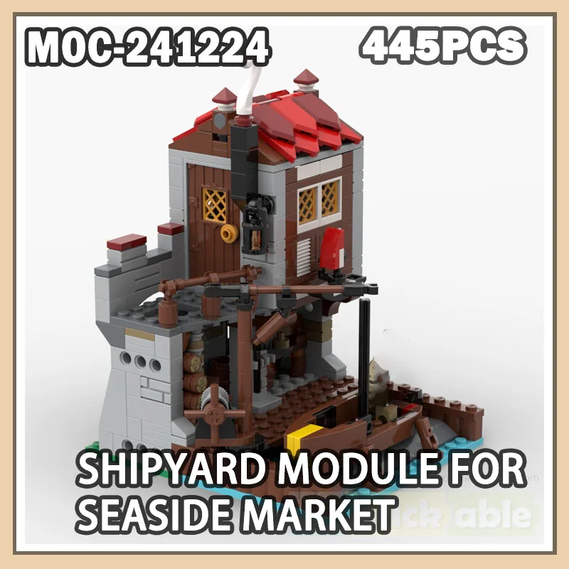 

MOC-241224 Shipyard Module For Seaside Market Building Block Assembly DIY Set Desktop Decoration Creative Toys 445PCS