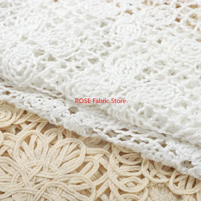 1 Meter Woven Cotton Hollow Embroidered Fabric For Sewing Dress Clothes DIY Handmade Crafting Designer Fabric
