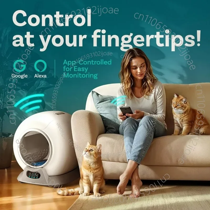 WiFi Electric Cat Litter Box App Controls Multiple Cats Deodorizing Plastic Car Safety Sensor