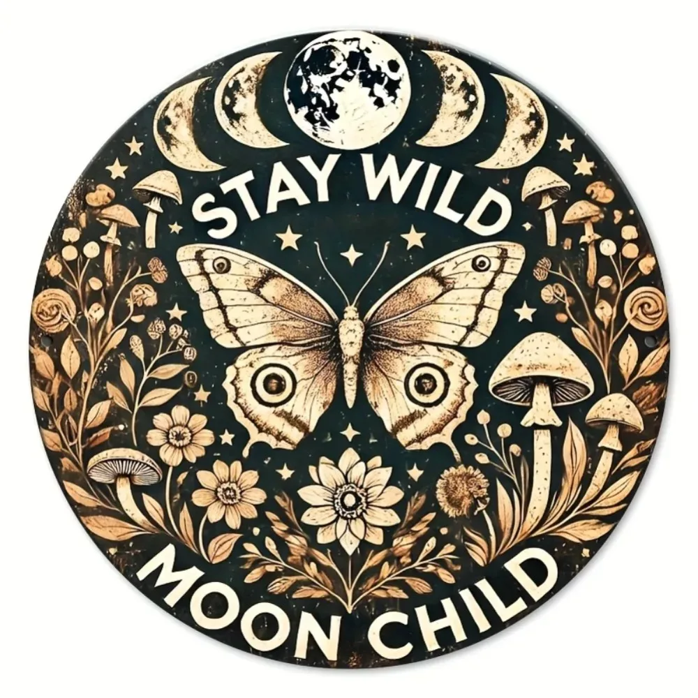 ديكور جداري مزين بالزهور على شكل فراشة معدنية للشباب من Stay Wild Moon، سهل التعليق ومتين للمكتب المنزلي