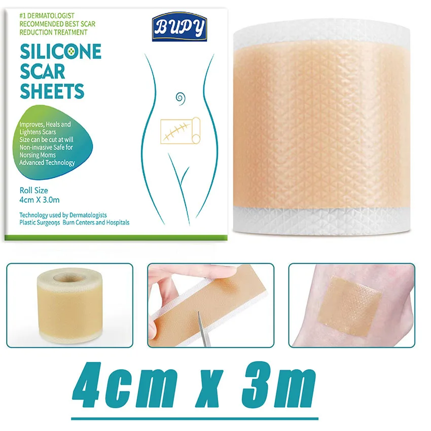 3 Meters/Roll BUPY Silicone Self-adhesive Scar Patch for Smooth Wound Care Fade Pregnancy Surgery Scar Repair Scar Patch