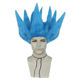 Synthetic 12Inch Unisex Blue Spiky Hair Troll Cosplay Wig For Halloween Christmas