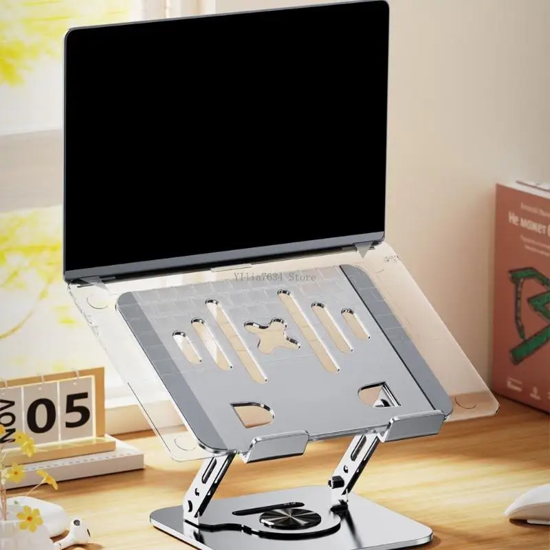  Portable Foldable Adjustable Desktop Stand for Tablets Laptops 360 Degree Rotations Carbon Steel Material NonSlip Base