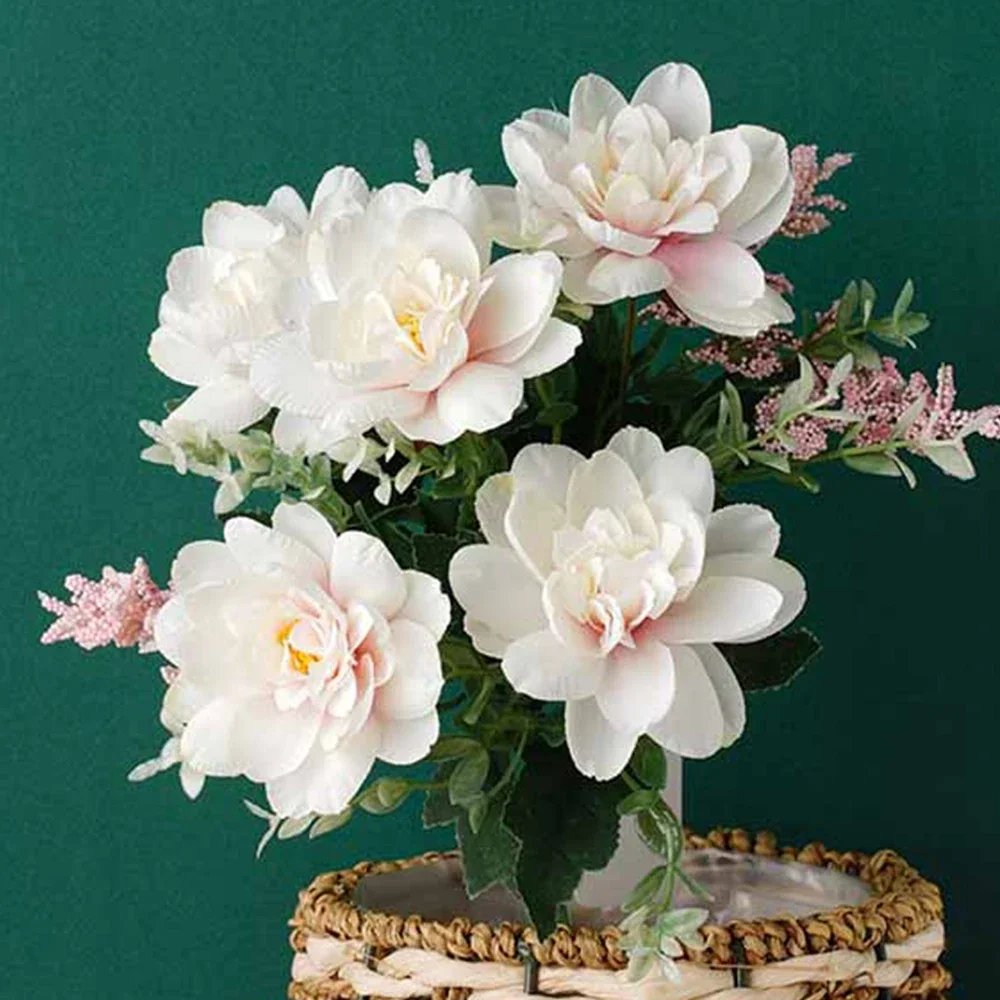 

White Silk Artificial Orchids Flowers Lotus Tea Rose Fake Flower for Home Wedding Bride DIY Decoration Bouquet Bulk Wholesale