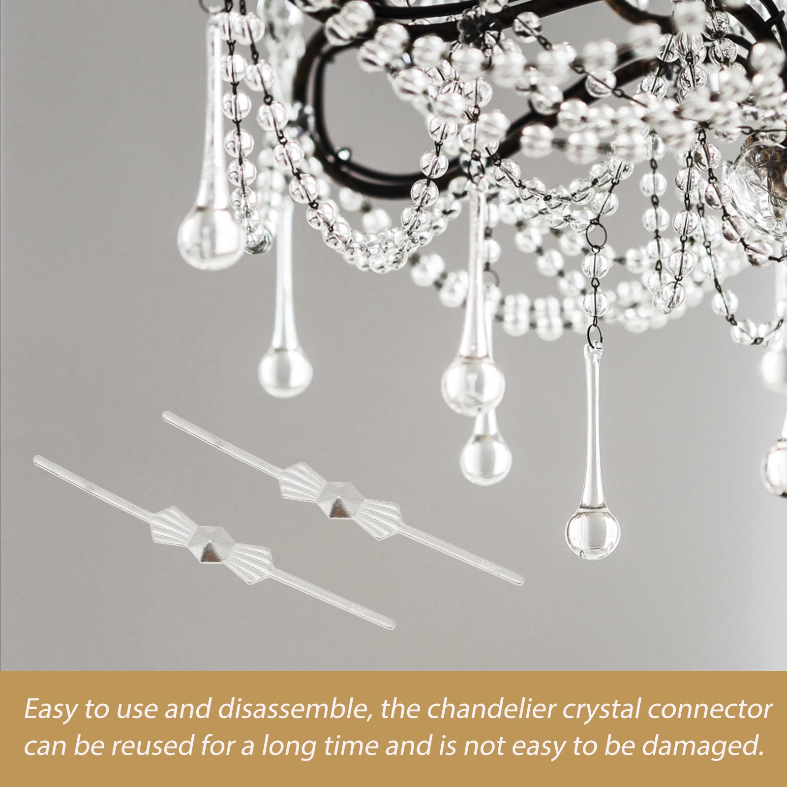 

200Pcs Chandelier Crystal Bead Connectors Metal Ceiling Light Parts Reusable Fastening Clips