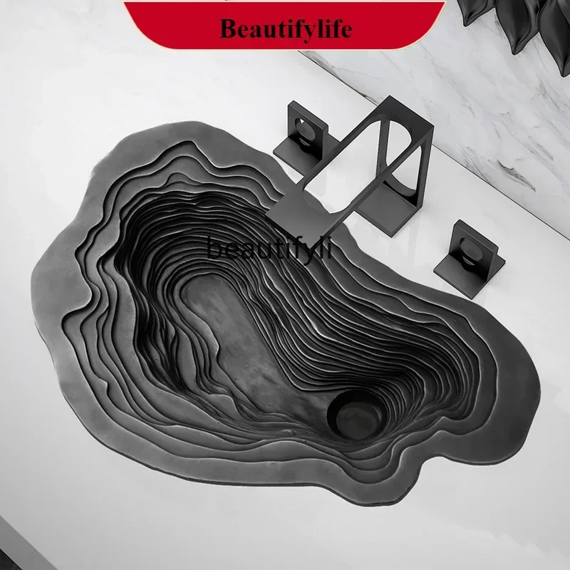 YL   Semi-Embedded French Retro Art Inter-Platform Basin Drop-in Sink Bathroom Table Basin Wash Basin Washbasin