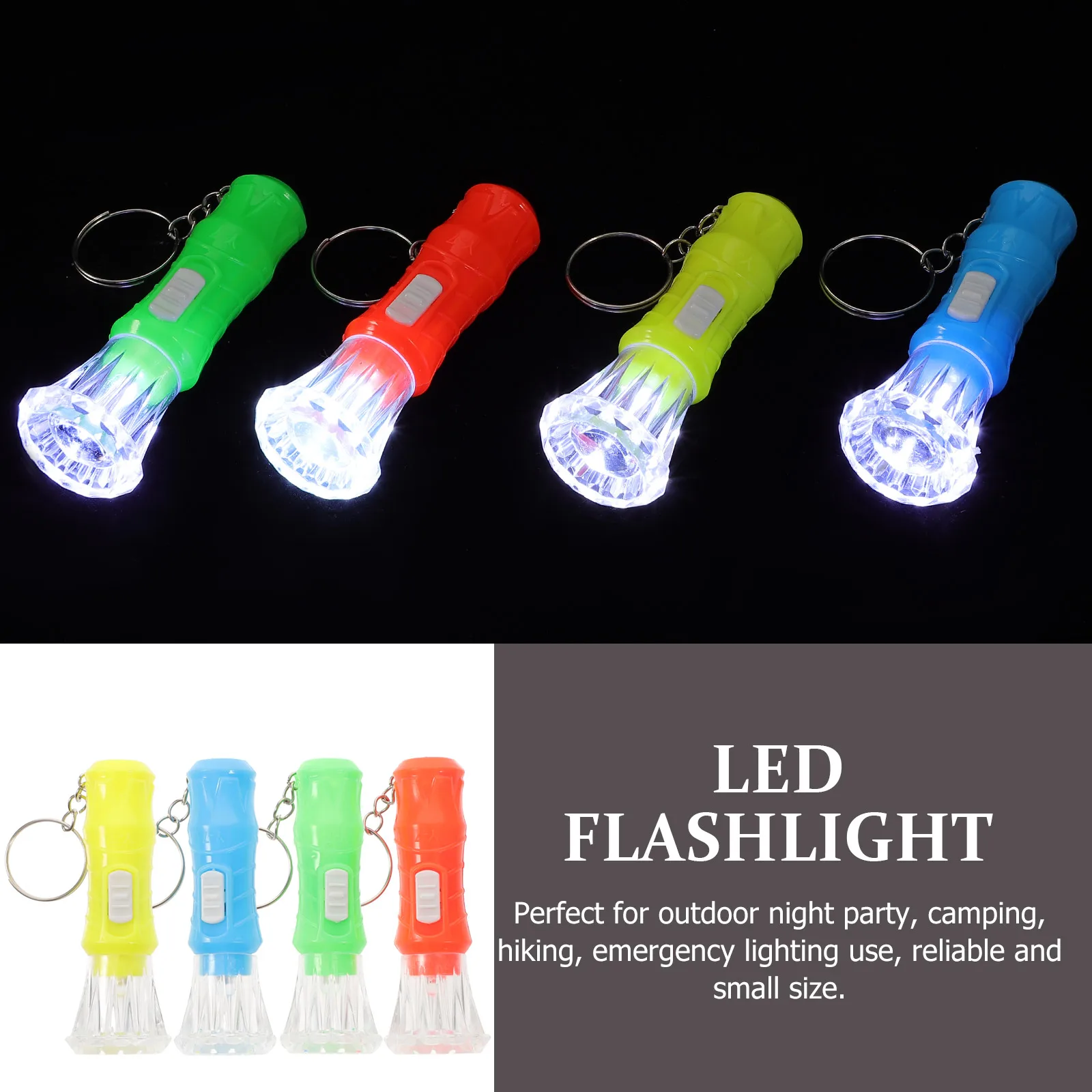 100pcs Mini Flashlight Keychain LED Camping Outdoor Kids Small Torch Light Emergency Handheld Portable Powered