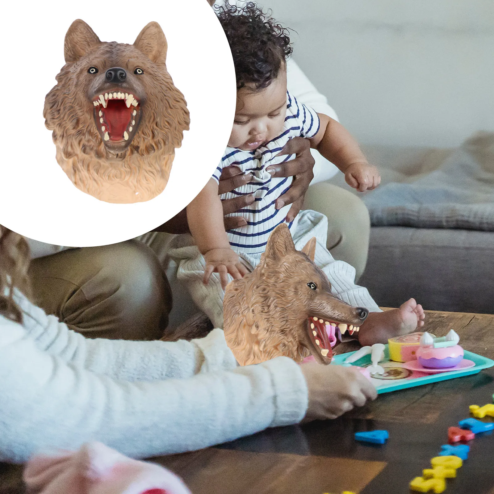 

Виниловая кукла-перчатка в виде головы животного для детей: креативный интерактивный обучающий инструмент, водонепроницаемый, моющийся, мягкий на ощупь, в форме млекопитающего