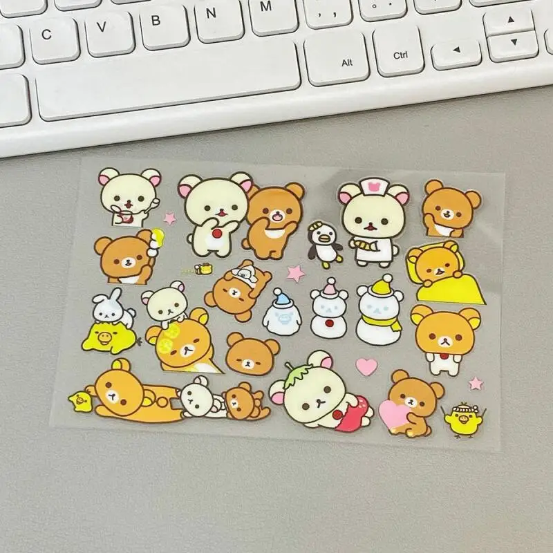 Large Multiple Water Cup Stickers Diy Rilakkuma Kawaii Crystal Transfer Printing Sticker Waterproof Scratch Resistant Stickers