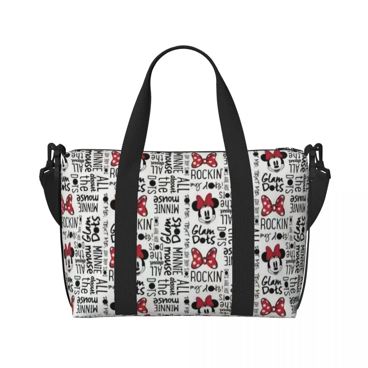 Custom Mickey Mouse Minnie Bows Cartoon Groceries Shopping Tote Bag Women Large Capacity Gym Beach Travel Bags