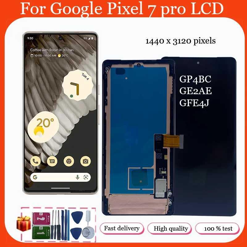 

Super OLED For Google Pixel 7 Pro LCD GP4BC Display Screen Touch Panel Digitizer For Pixel 7 GVU6C with Frame