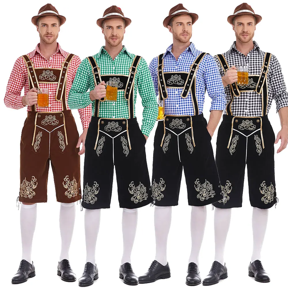 

Adult Male Oktoberfest Performance Costume Set Halloween German Beer Costumes Overalls Party Performance Clothing