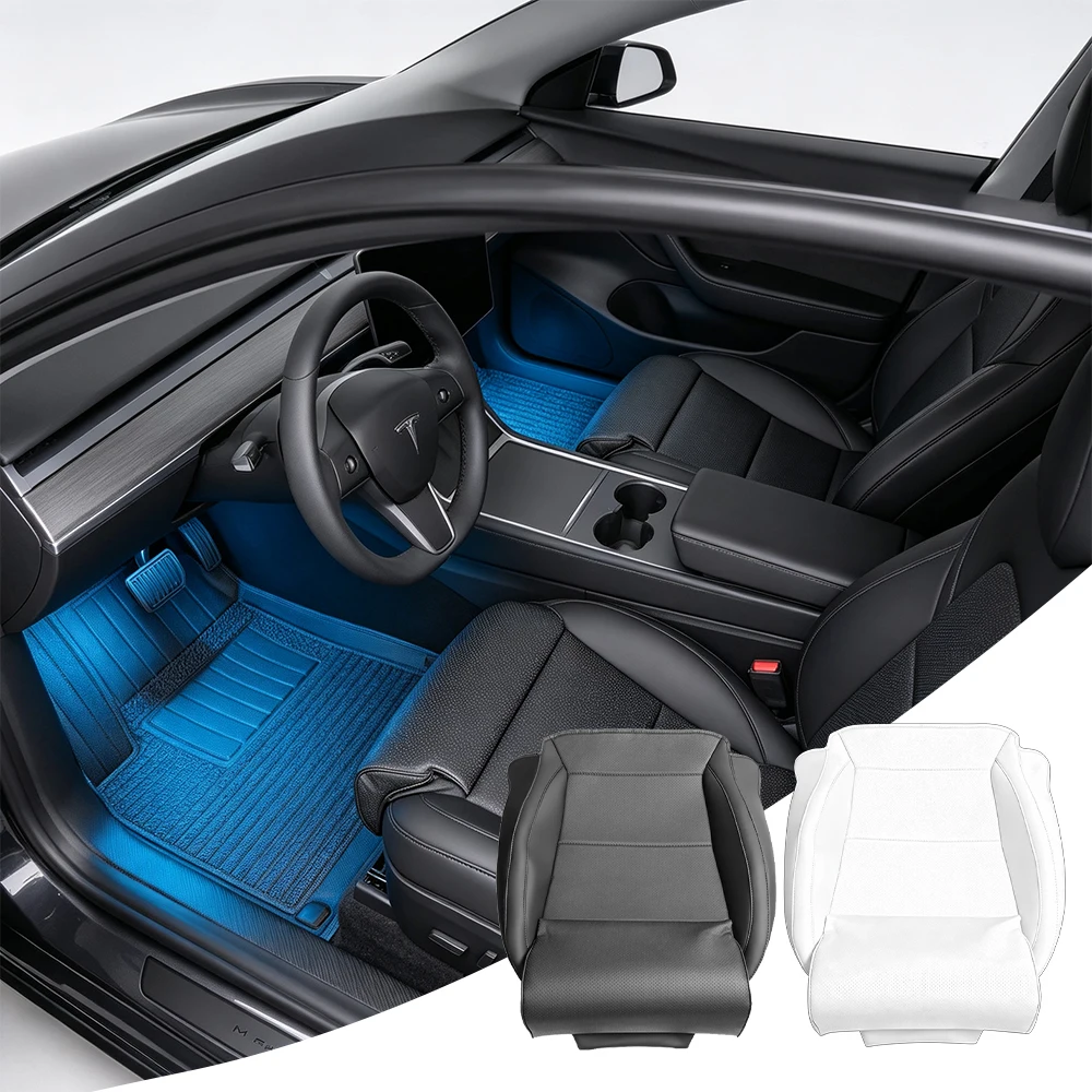 1Pcs Car Leg Support Extension Seat Cover Leather Memory Foam Seat Extender Cushion Auto Accessories For Tesla Model Y Model 3
