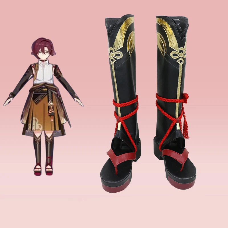 

Game Genshin Impact Shikanoin Heizou Cosplay Shoes Party Heizou Shikanoin Cosplay Boots Shoes PU Leather Halloween Props